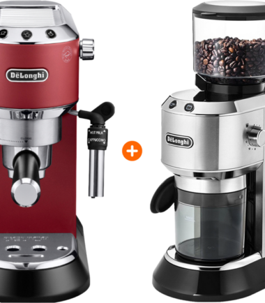 De'Longhi EC685.R Dedica Rood + Koffiemolen - Koffieapparaten Espresso Halfautomatisch