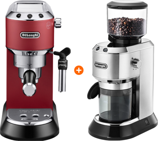 De'Longhi EC685.R Dedica Rood + Koffiemolen - Koffieapparaten Espresso Halfautomatisch