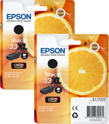 Epson 33XL Cartridge Zwart Duo Pack