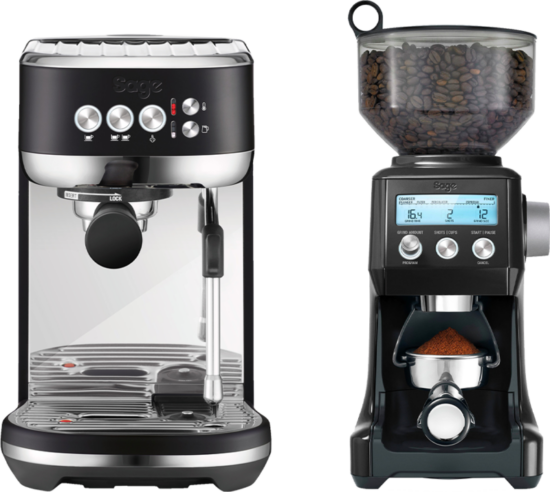 Sage the Bambino Plus Black Truffel + Koffiemolen - Koffieapparaten Espresso Halfautomatisch
