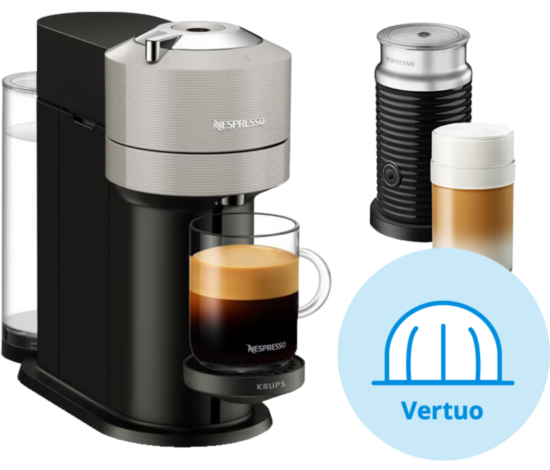 Krups Nespresso Vertuo Next met Aeroccino XN911B Grijs - Nespresso Vertuo koffieapparaten