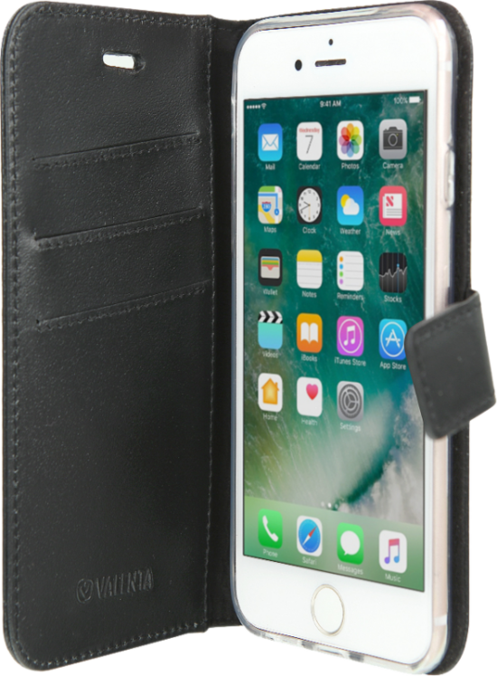 Valenta Gel Skin Apple iPhone SE 2022 / SE 2020 / 8 / 7 Book Case Leer Zwart