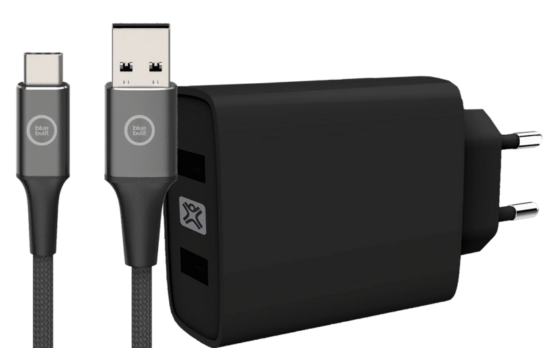 XtremeMac Quick Charge Oplader met 2 Usb A Poorten 18W + Usb C Kabel 1