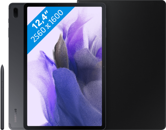 Samsung Galaxy Tab S7 FE 128GB Wifi + 5G Zwart + Samsung Book Case Zwart