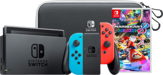 Nintendo Switch OLED Blauw Rood onderweg pakket met game