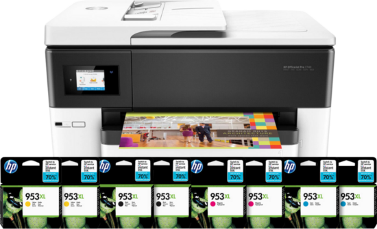 HP Officejet 7740 + 2 sets extra inkt