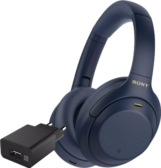 Sony WH-1000XM4 Blauw + XtremeMac Oplader met Usb A Poort 12W