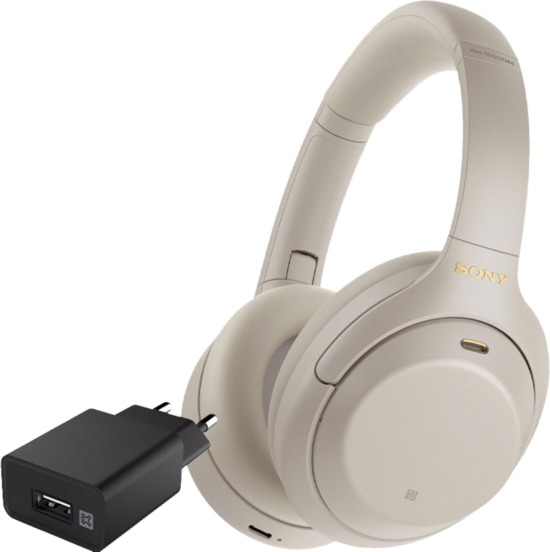 Sony WH-1000XM4 Zilver + XtremeMac Oplader met Usb A Poort 12W