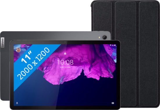 Lenovo Tab P11 Plus 128GB Wifi Grijs + Just in Case Smart Tri-Fold Book Case Zwart