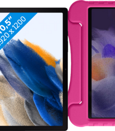 Samsung Galaxy Tab A8 32GB Wifi + 4G Grijs + Just in Case Kids Cover Roze