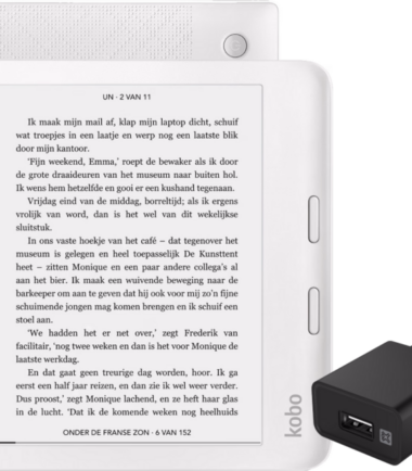 Kobo Libra 2 Wit + XtremeMac Oplader met Usb A Poort 12W Zwart