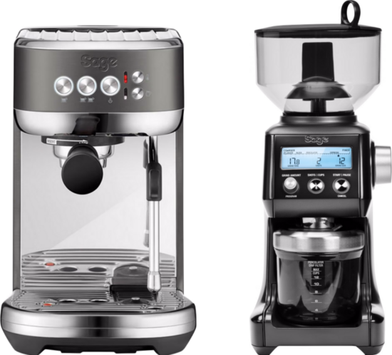 Sage The Bambino Plus Black Stainless + Koffiemolen - Koffieapparaten Espresso Halfautomatisch
