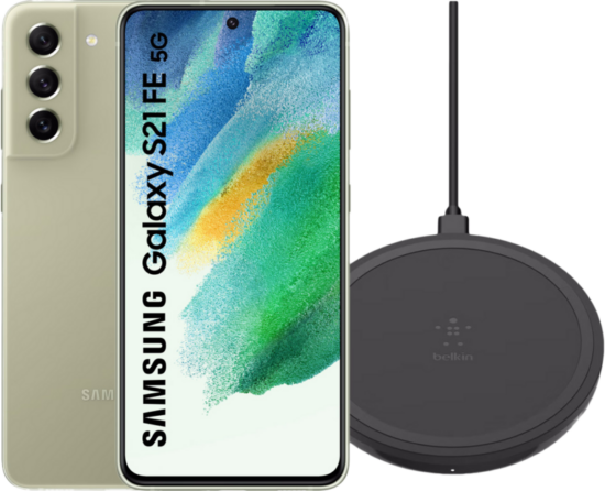 Samsung Galaxy S21 FE 128GB Groen 5G + Belkin Draadloze Oplader 10W