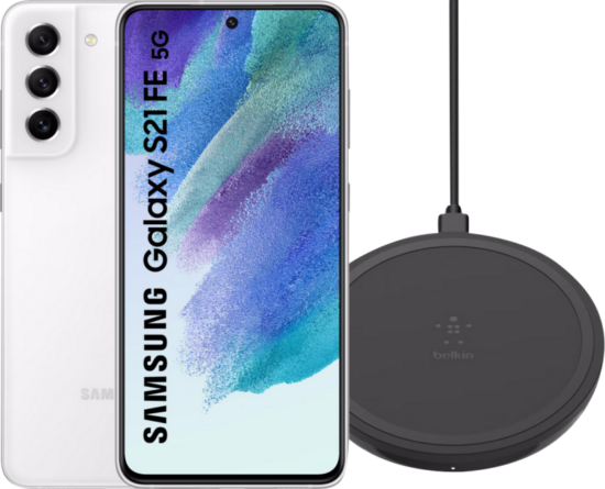 Samsung Galaxy S21 FE 128GB Wit 5G + Belkin Draadloze Oplader 10W