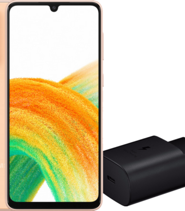 Samsung Galaxy A33 128GB Oranje 5G + Samsung 25 Watt Snellader Zwart