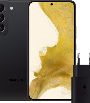 Samsung Galaxy S22 128GB Zwart 5G + Samsung Oplader 25 Watt Zwart