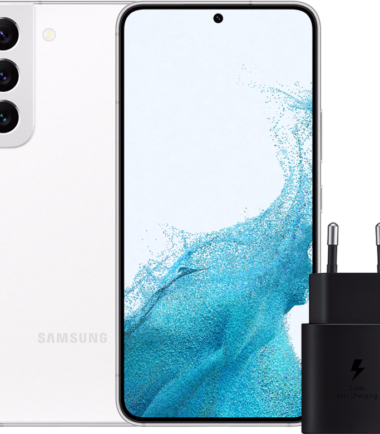 Samsung Galaxy S22 128GB Wit 5G + Samsung Oplader 25 Watt Zwart
