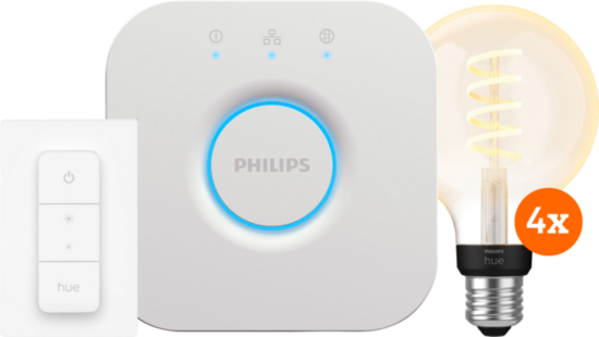Philips Hue Filament White Ambiance Globe 4-Pack Startpakket