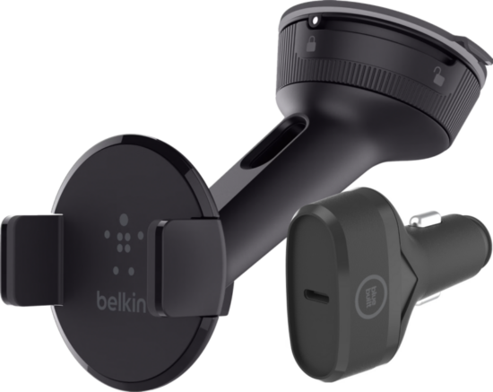 Belkin Telefoonhouder Auto Dashboard/Voorruit + BlueBuilt Autolader Power Delivery 30W