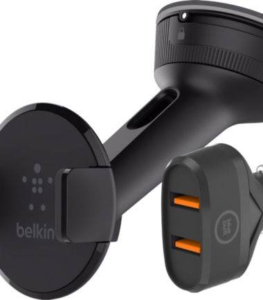 Belkin Telefoonhouder Auto Dashboard/Voorruit + BlueBuilt Autolader Quick Charge 18W