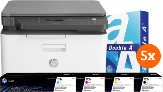 HP Color Laser MFP 178nw + 1 extra set toners + 2.500 vellen A4 papier