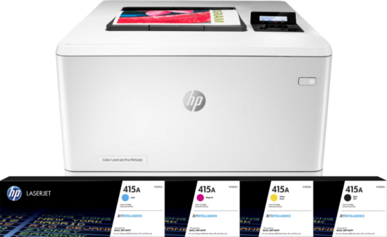 HP Color LaserJet Pro M454dn + 1 extra set toners