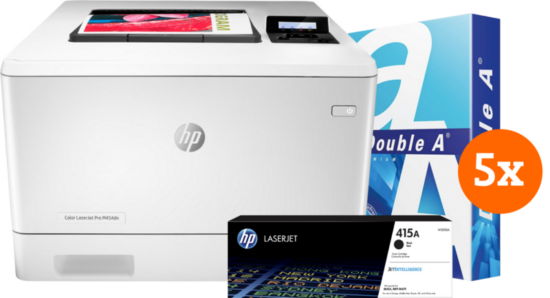 HP Color LaserJet Pro M454dn + 1 extra zwarte toner + 2.500 vellen A4 papier