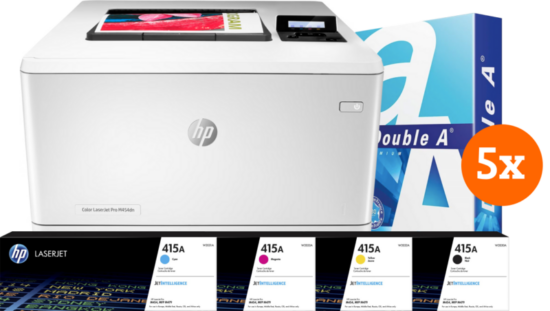 HP Color LaserJet Pro M454dn + 1 extra set toners + 2500 vellen A4 papier
