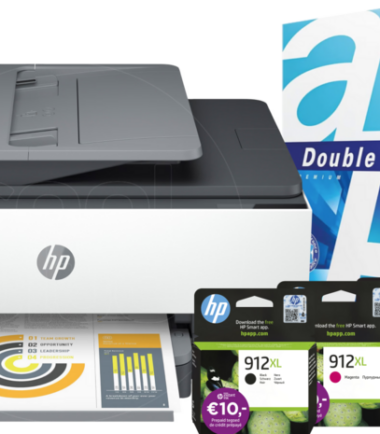 HP Officejet Pro 8022e + 1 set extra inkt + 500 vellen A4 papier