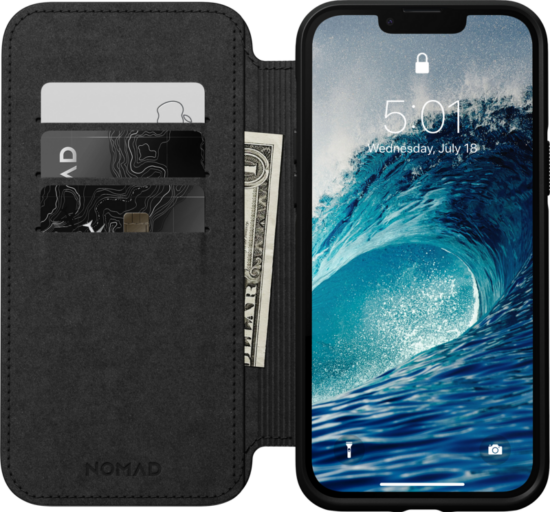 Nomad Folio Apple iPhone 14 Plus Book Case met MagSafe Leer Zwart