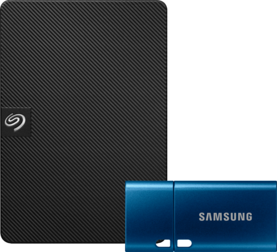 Seagate Expansion Portable 1TB + Samsung USB-C Flash Drive 128GB