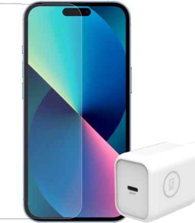 BlueBuilt Apple iPhone 14 Pro Max Screenprotector Glas + BlueBuilt Oplader 30W Wit
