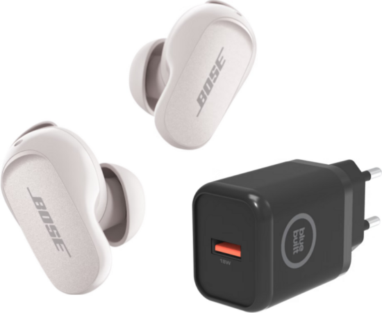 Bose QuietComfort Earbuds II + BlueBuilt Quick Charge Oplader met Usb A Poort