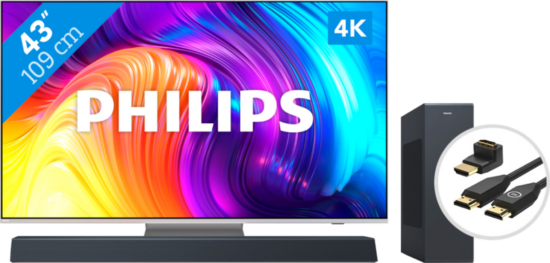 Philips The One (43PUS8807) - Ambilight (2022) + Soundbar + Hdmi kabel
