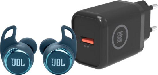 JBL Reflect Flow Pro Blauw + BlueBuilt Oplader 18W