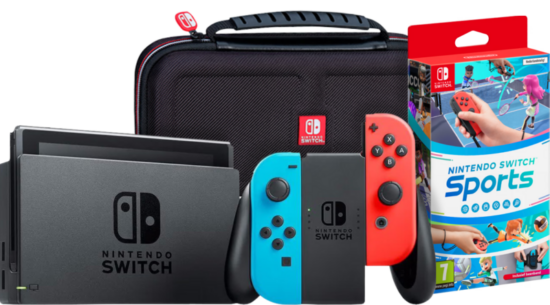 Nintendo Switch Rood/Blauw + Nintendo Switch Sports + Big Ben Travel Case