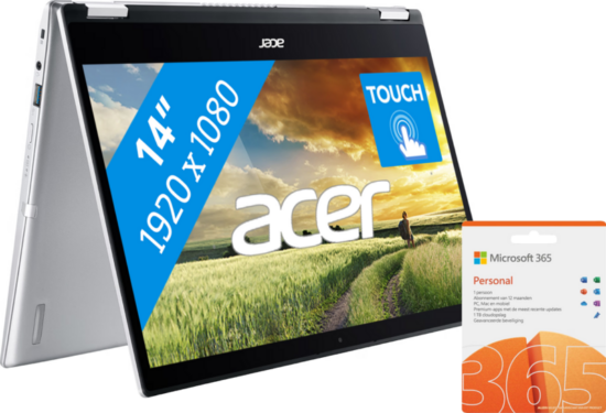 Acer Spin 1 (SP114-31-C61W) Azerty + Microsoft Office 365 Personal 1 jaar