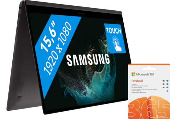 Samsung Galaxy Book2 Pro 360 15 NP950QED-KA1BE Azerty + Microsoft Office 365 Personal 1j