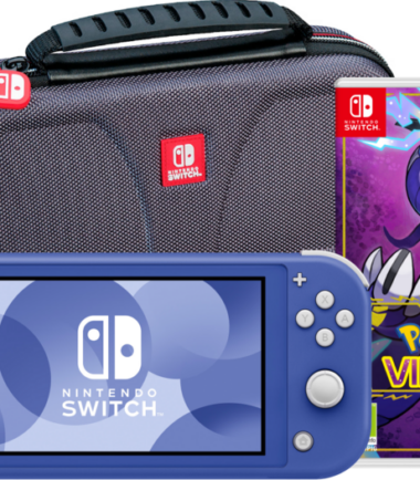 Nintendo Switch Lite Blauw + Pokémon Violet + Bigben Beschermtas