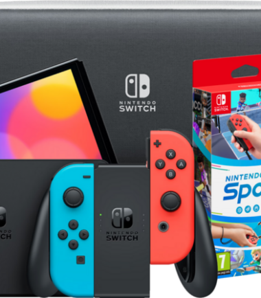Nintendo Switch OLED Rood/Blauw + Nintendo Switch Sports + hoesje
