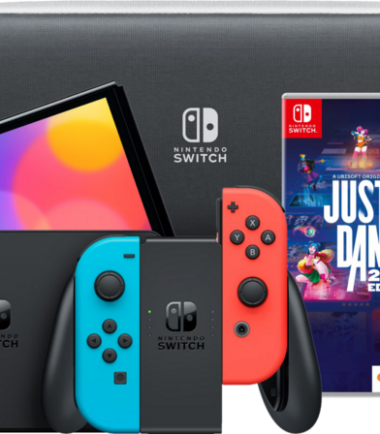 Nintendo Switch OLED Rood/Blauw + Just Dance 2023 + hoesje