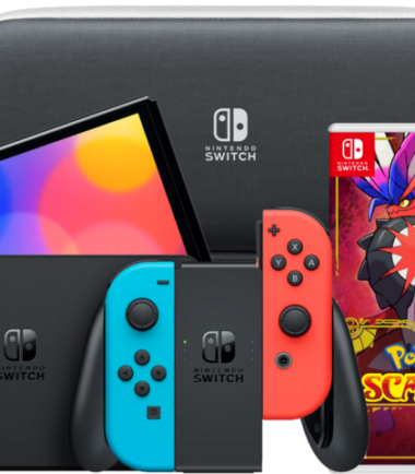 Nintendo Switch OLED Rood/Blauw + Pokémon Scarlet + Travel Case met Screenprotector