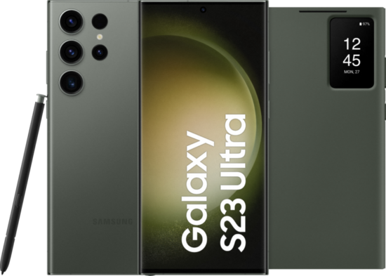 Samsung Galaxy S23 Ultra 256GB Groen 5G + Clear View Book Case Groen