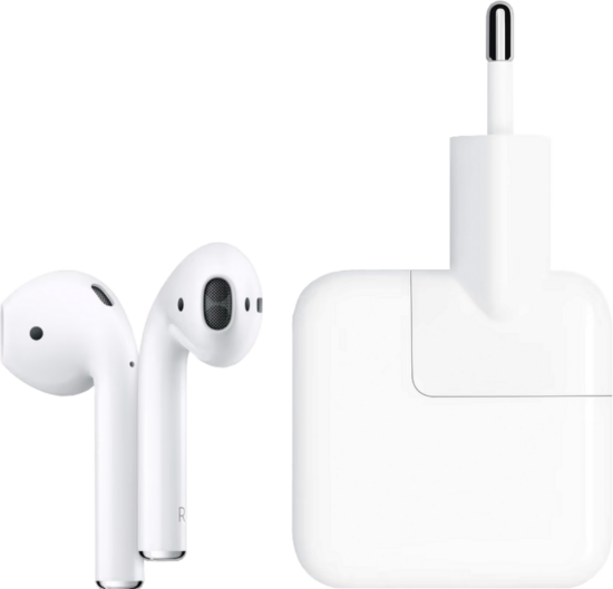 Apple AirPods 2 + Apple 12W USB Oplader
