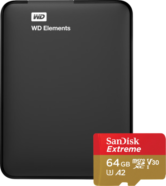 WD Elements Portable 5TB + SanDisk MicroSDXC Extreme 64GB