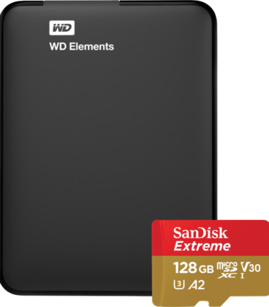 WD Elements Portable 5TB + SanDisk MicroSDXC Extreme 128GB