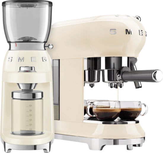 SMEG ECF01CREU Crème + Koffiemolen - Koffieapparaten Espresso Halfautomatisch
