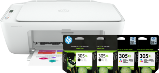 HP Deskjet 2710e + 2 sets extra inkt