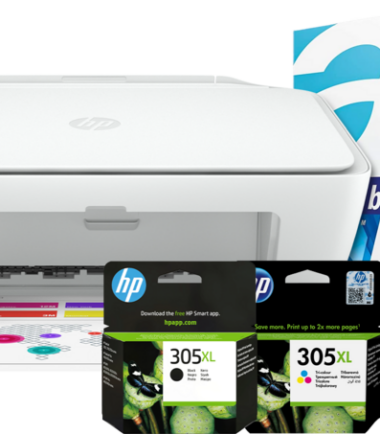 HP Deskjet 2710e + 1 set extra inkt + 500 vellen A4 papier