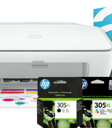 HP Deskjet 2710e + 1 set extra inkt + 2500 vellen A4 papier